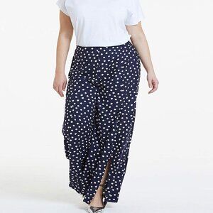 Joanna Hope Women's Wide Leg Navy Polka Dot Palazzo Pants NWT